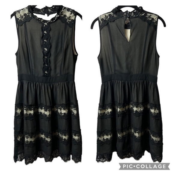 Nwt Anthropologie Hd In Paris Floral Lace Sheer Nude Illusion Sleeveless Dress - Picture 1 of 9